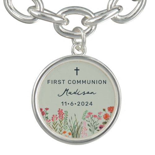 Colorful Wildflower First Holy Communion Bracelet