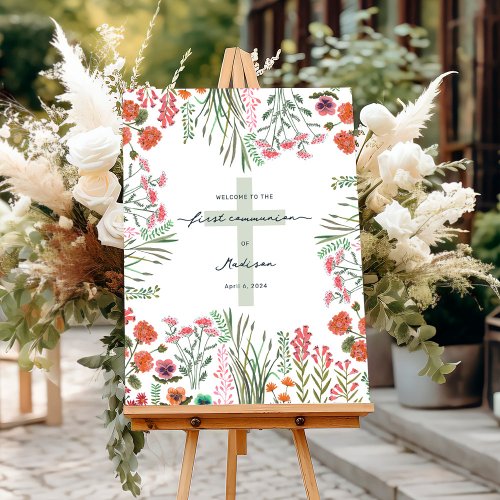 Colorful Wildflower First Holy Communion Foam Board
