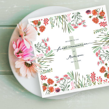 Colorful Wildflower First Holy Communion Napkins by CartitaDesign at Zazzle