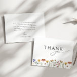 Colorful Wildflower Flat Baby Shower Thank You Card<br><div class="desc">This colorful wildflower flat baby shower thank you card is perfect for your simple, whimsical boho rainbow summer baby shower. The bright, enchanted pink, yellow, orange, and gold color florals give this product the feel of a minimalist elegant vintage hippie spring garden. The modern design is artsy and delicate, portraying...</div>