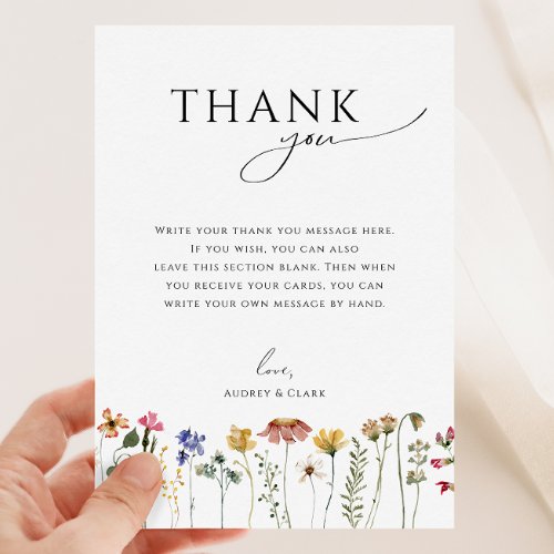 Colorful Wildflower Flat Vertical Baby Shower Thank You Card