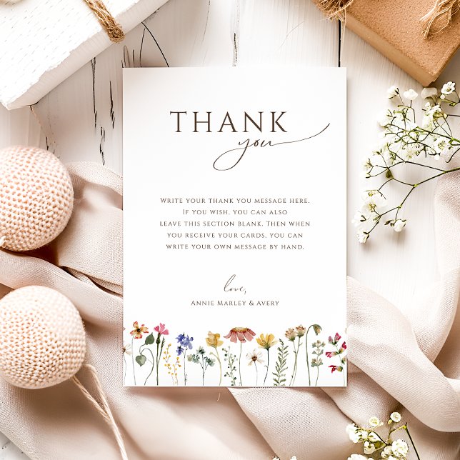 Colorful Wildflower Flat Vertical Birthday Party Thank You Card (Creator Uploaded)