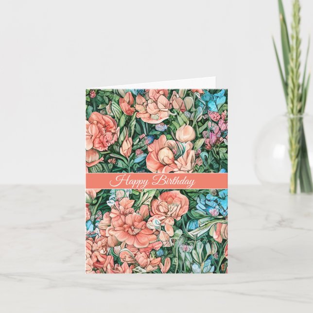 Colorful Wildflower Floral Birthday Card (Front)