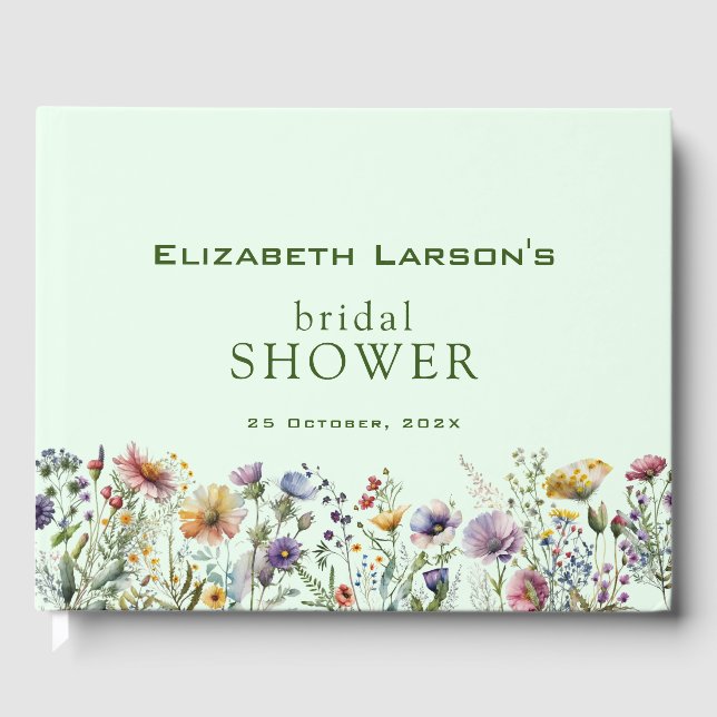 Colorful Wildflower Floral Bridal Shower Guest Book (Front)