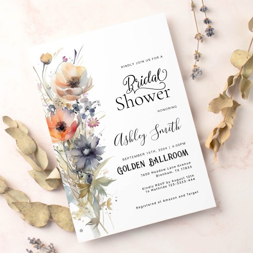 Colorful Wildflower Floral Bridal Shower Invitation