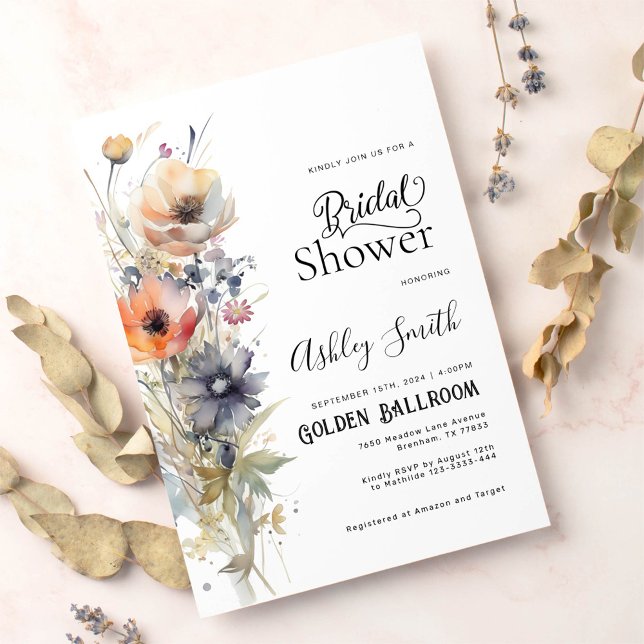 Colorful Wildflower Floral Bridal Shower Invitation (Creator Uploaded)