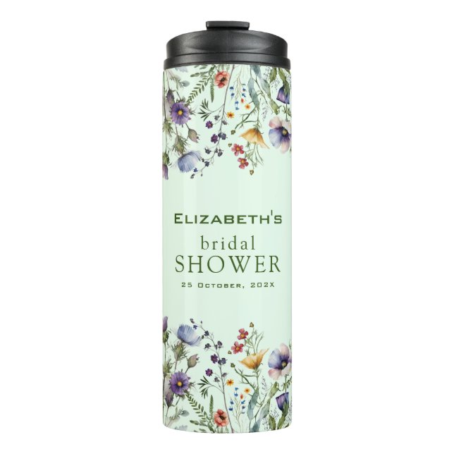 Colorful Wildflower Floral Bridal Shower Thermal Tumbler (Front)