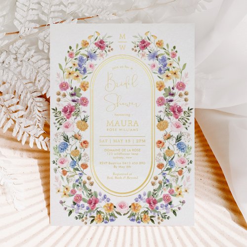 Colorful Wildflower Floral Garden Bridal Shower Foil Invitation