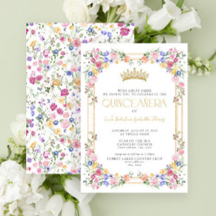 Colorful Wildflower Floral Garden Quinceañera Invitation