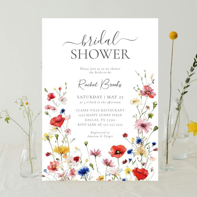 Colorful Wildflower Floral Greenery Bridal Shower Invitation (Creator Uploaded)