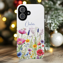 Colorful Wildflower Floral Personalized Name iPhone 16 Case