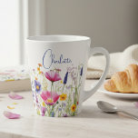 Colorful Wildflower Floral Personalized Name Latte Mug<br><div class="desc">Brighten every sip with this Colorful Wildflower Floral Personalized Name Latte Mug—a cheerful, nature-inspired drinkware design featuring vibrant wildflowers, floral blooms, and a fresh botanical look that feels perfect for everyday coffee and tea lovers. Designed as a personalized latte mug, it’s easy to customize with any name (or a short...</div>