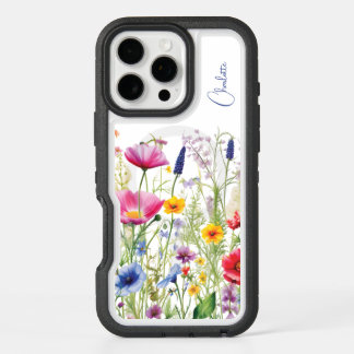 Colorful Wildflower Floral Personalized Name iPhone 16 Pro Max Case