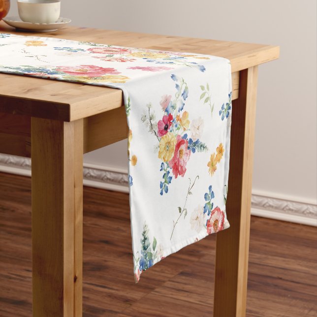 Colorful Wildflower Floral Short Table Runner (In Situ)