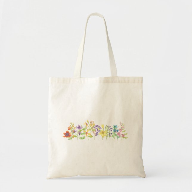 Colorful Wildflower Floral  Tote Bag (Front)