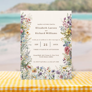 Colorful Wildflower Floral Watercolor Wedding Invitation
