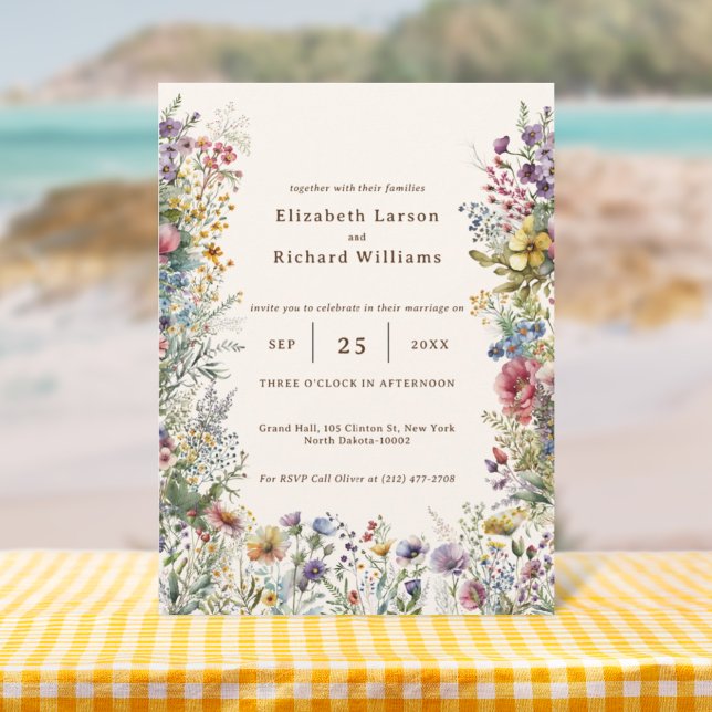 Colorful Wildflower Floral Watercolor Wedding Invitation (Budget Colorful Wildflower Floral Watercolor Wedding)