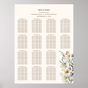 Colorful Wildflower Floral Watercolor Wedding Poster