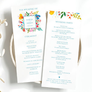 Colorful Wildflower Floral Watercolor Wedding Program