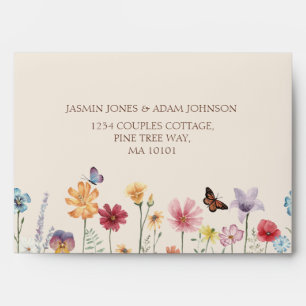 Colorful Wildflower Floral Wedding Envelope