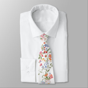 Colorful Wildflower Floral Wedding Groomsmen Gift Neck Tie