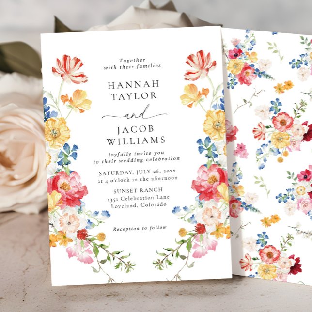 Colorful Wildflower Floral Wedding Invitation (Creator Uploaded)