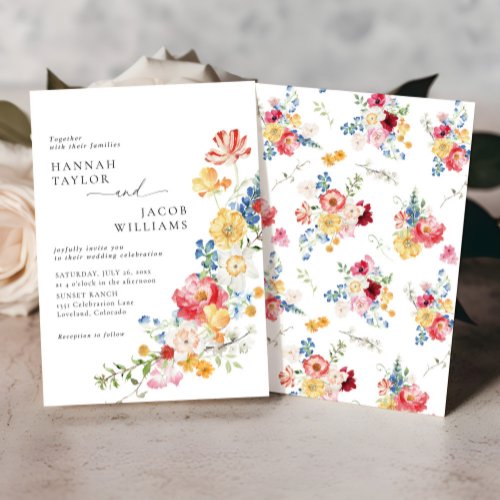 Colorful Wildflower Floral Wedding Invitation
