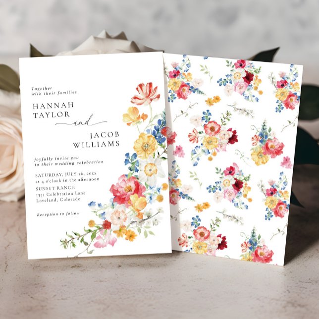 Colorful Wildflower Floral Wedding Invitation (Creator Uploaded)