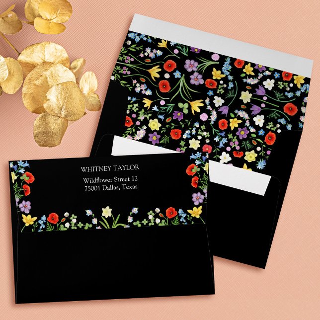 Colorful Wildflower Floral Wedding Invitation  Envelope (Colorful Wildflower Floral Wedding Invitation Envelope)