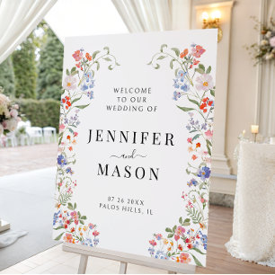 Colorful Wildflower Floral Wedding Welcome Sign