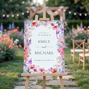 Colorful Wildflower Floral Wedding Welcome Sign