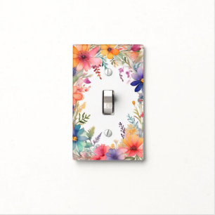 Colorful Wildflower Flower Frame Border Light Switch Cover