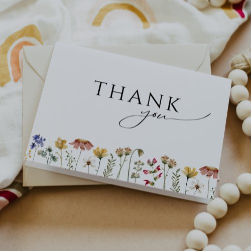 Colorful Wildflower Folded Baby Shower Thank You Card