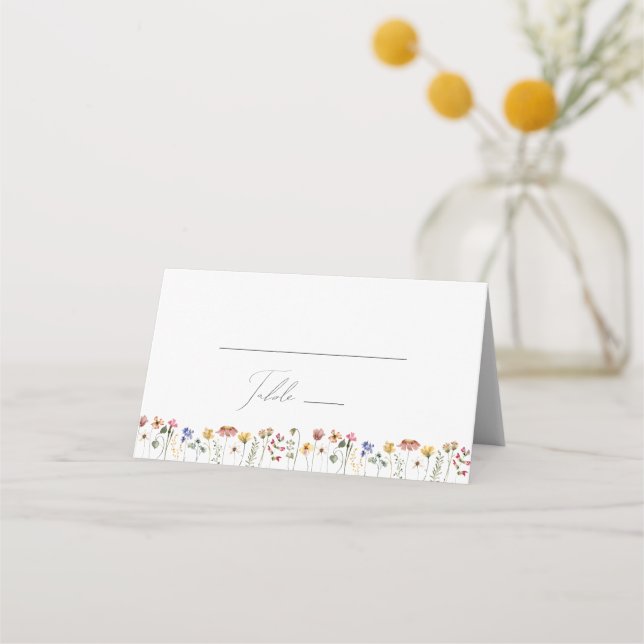 Colorful Wildflower | Folded  Place Card (Front)