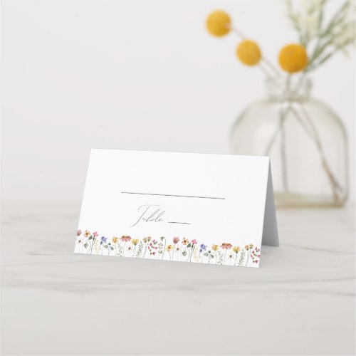 Colorful Wildflower  Folded  Place Card