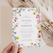 Colorful Wildflower Frame Elegant Wedding