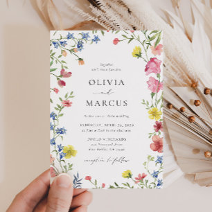 Colorful Wildflower Frame Elegant Wedding Invitation