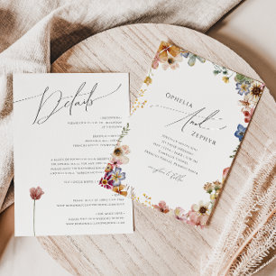 Colorful Wildflower Garden All In One Wedding Invitation