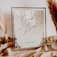 Colorful Wildflower Garden | Beige Guest Book Sign