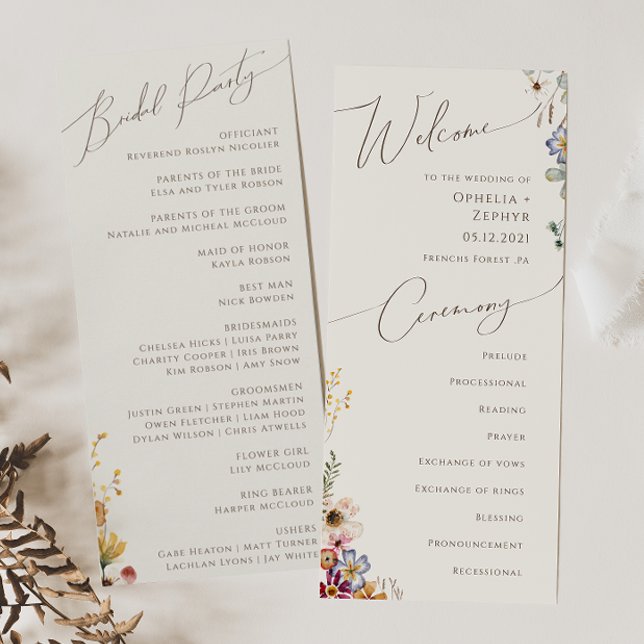 Colorful Wildflower Garden | Beige Wedding Program (Creator Uploaded)