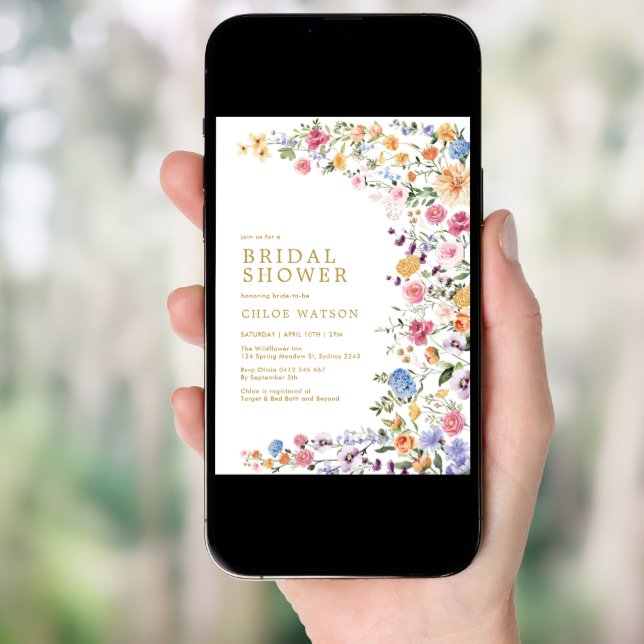 Colorful Wildflower Garden Bridal Shower Invitatio Invitation (Front Digital)