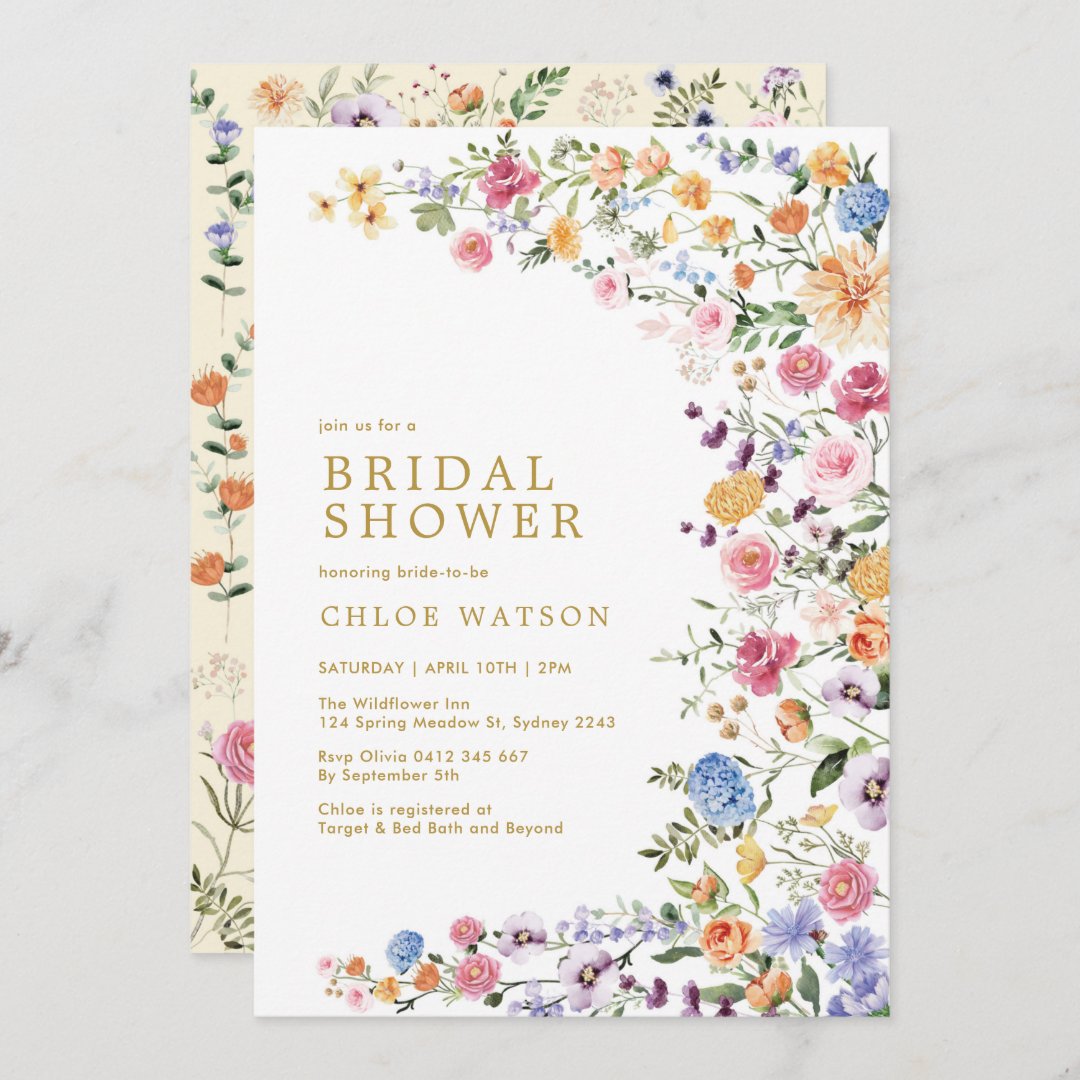 Colorful Wildflower Garden Bridal Shower Invitatio Invitation Zazzle