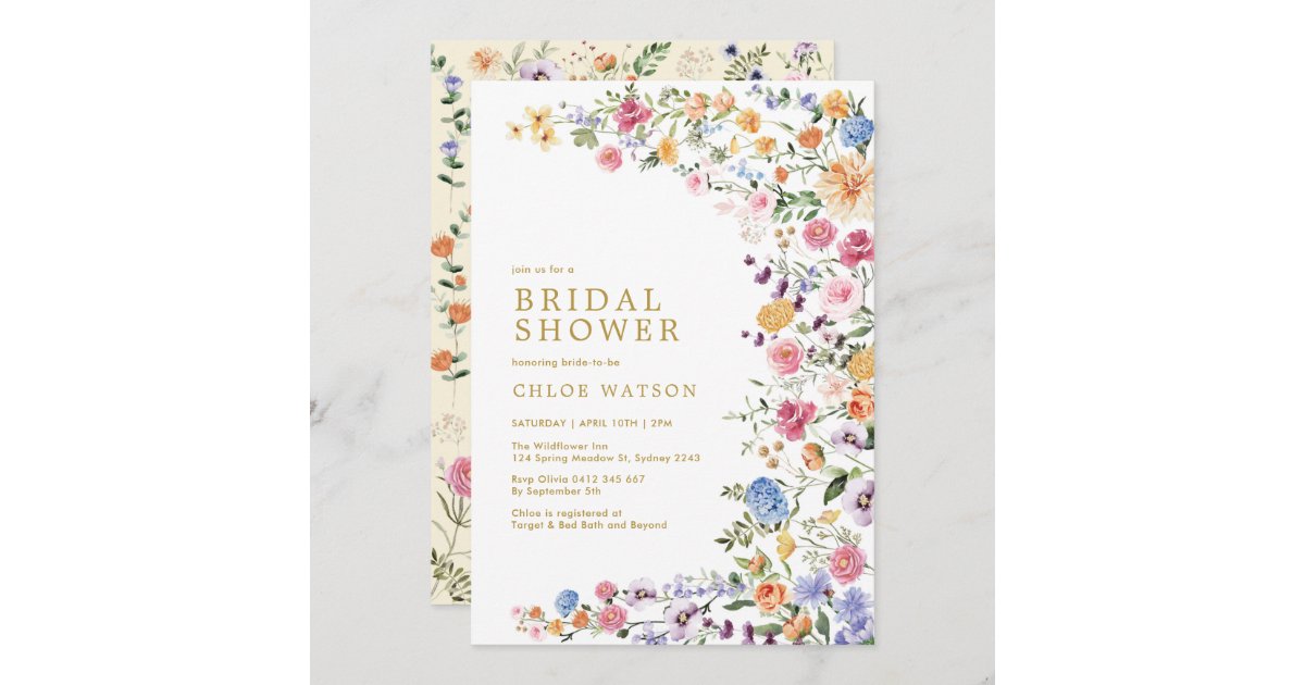 Colorful Wildflower Garden Bridal Shower Invitatio Invitation Zazzle