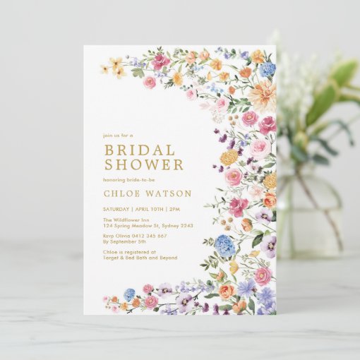 Colorful Wildflower Garden Bridal Shower Invitatio Invitation Zazzle