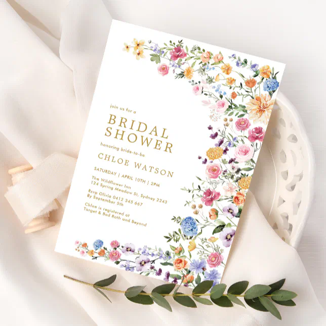 Colorful Wildflower Garden Bridal Shower Invitatio Invitation Zazzle