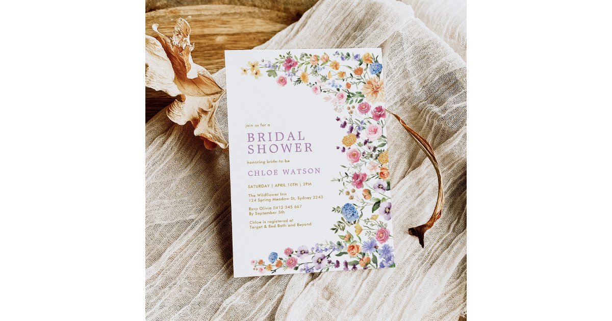 Colorful Wildflower Garden Bridal Shower Invitation Zazzle