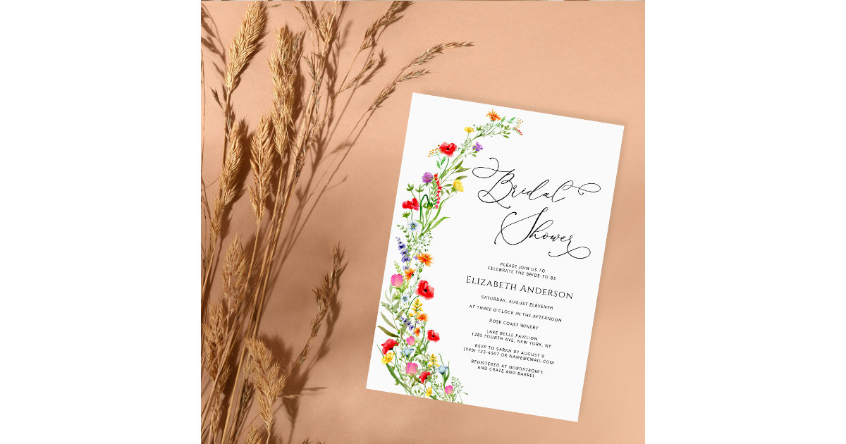 Colorful Wildflower Garden Bridal Shower Invitation Zazzle