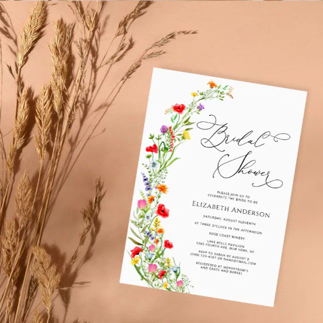 Colorful Wildflower Garden Bridal Shower Invitation Zazzle