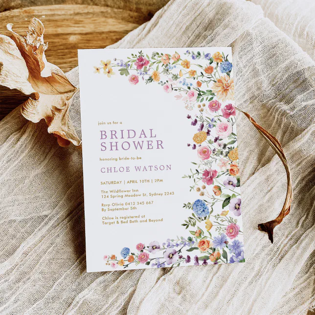 Colorful Wildflower Garden Bridal Shower Invitation Zazzle