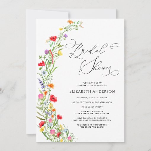 Colorful Wildflower Garden Bridal Shower Invitation Zazzle